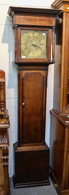 Lot 1060 - An oak thirty hour longcase clock, 12" square...