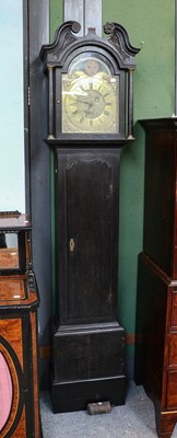 Lot 1067 - An oak thirty hour longcase clock, 12" arch...