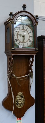 Lot 1064 - An oak Dutch style drop dial alarm timepiece,...