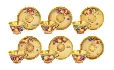 Lot 88 - A Set of Six Royal Worcester Porcelain Teacups...