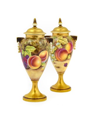 Lot 92 - A Pair of Royal Worcester Porcelain Vases and...