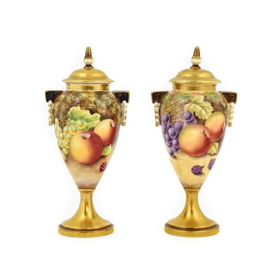 Lot 92 - A Pair of Royal Worcester Porcelain Vases and...