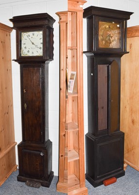 Lot 1191 - Two oak thirty hour longcase clocks,...