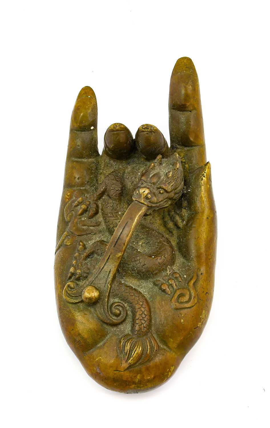 Lot 34 - A Chinese Bronze Hand of Buddha, probably late...