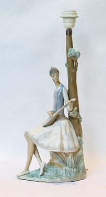 Lot 336 - Two Lladro table lamps, "Nimph" and "Romantic...