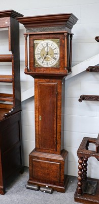 Lot 1211 - An oak eight day longcase clock, square brass...