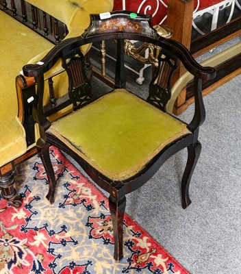 Lot 1143 - A 19th century inlaid and ebonised two seater...