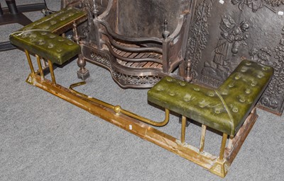 Lot 1133 - A brass and green buttoned club fender, (af),...