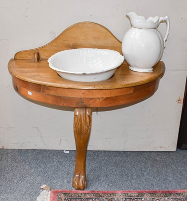 Lot 1248 - A pine console washstand, jug and bowl, 92cm...