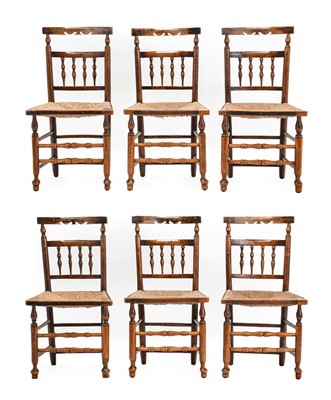 Lot 757 - A Set of Six 19th Century Ash and Rush-Seated...