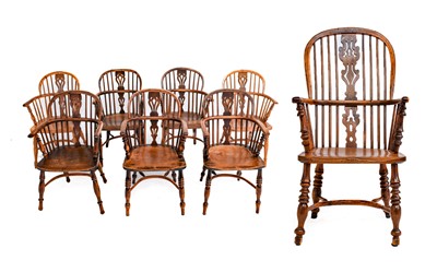 Lot 786 - A Harlequin Set of Eight Mid 19th Century Yew...