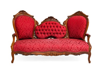 Lot 802 - A Victorian Carved Rosewood Three-Seater Sofa,...