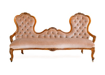 Lot 801 - A Victorian Walnut-Framed Three-Seater Sofa,...