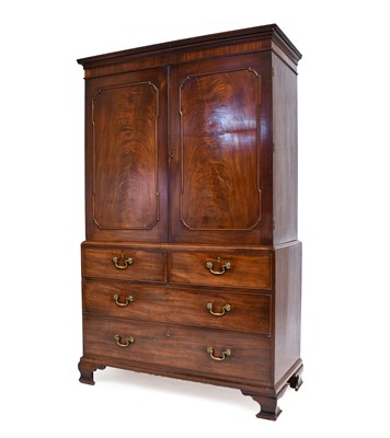 Lot 616 - A George III Mahogany Linen Press, late 18th...