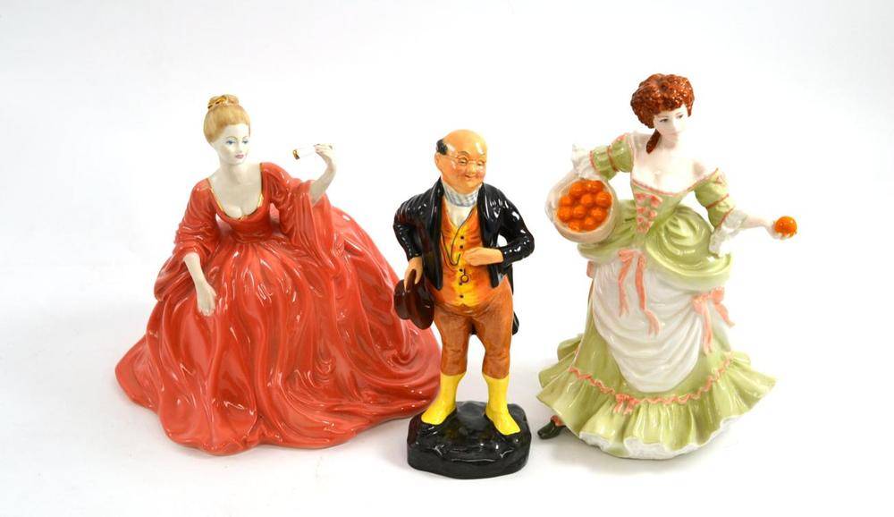 Lot 5 - Two Coalport figures 'Nell Gwyn' and 'Madeline' and a Royal Doulton figure 'Pickwick' HN2099 (3)