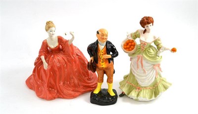 Lot 5 - Two Coalport figures 'Nell Gwyn' and 'Madeline' and a Royal Doulton figure 'Pickwick' HN2099 (3)