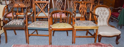 Lot 1209 - Two George III mahogany open armchairs, a...