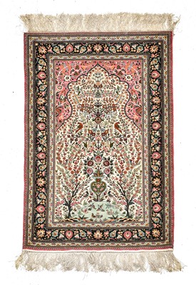 Lot 372 - Chinese Silk Prayer Rug The cream ground...