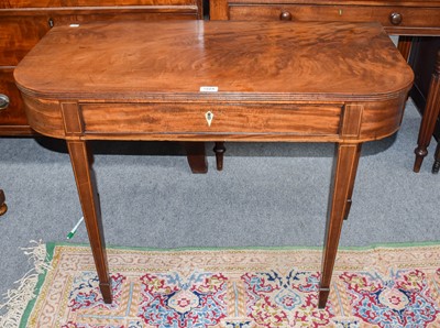 Lot 1224 - A George III inlaid mahogany side table, 97cm...