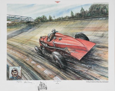 Lot 128 - Phil May (b.1925) "Full Throttle" depicting...