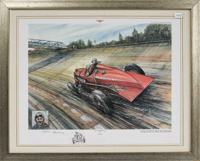 Lot 128 - Phil May (b.1925) "Full Throttle" depicting...