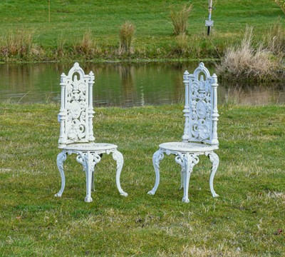 Lot 527 - A Pair of Victorian-Style White Painted Metal...