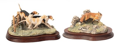 Lot 1056 - Border Fine Arts 'Forrard Away' (Three Hounds Chasing a Fox)