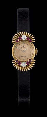 Lot 2339 - Rolex: A Lady's 18 Carat Gold Diamond and Ruby Set Wristwatch