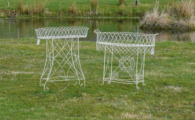 Lot 514 - A Victorian White Painted Wirework Planter, of...