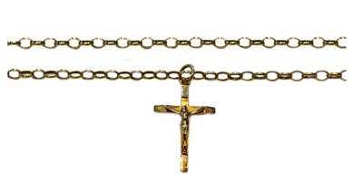 Lot 203 - A 9 carat gold cross pendant on a 9 carat gold...