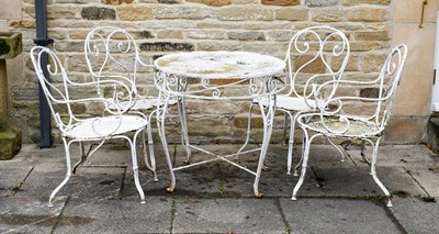 Lot 509 - A White Painted Wrought Iron Garden Table, of...