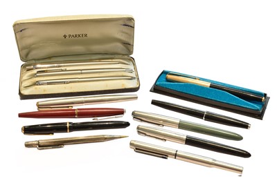 Lot 237 - Silver cased pencil and collection of Parker pens