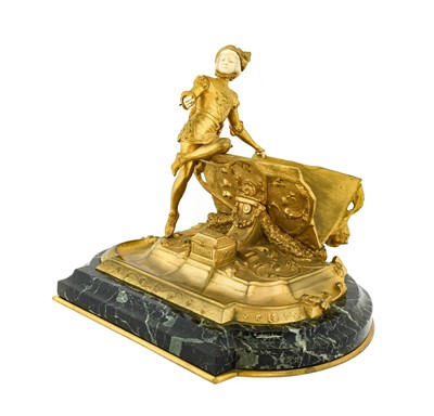 Lot 871 - A French Bronze and Ivory Desk Stand, late...