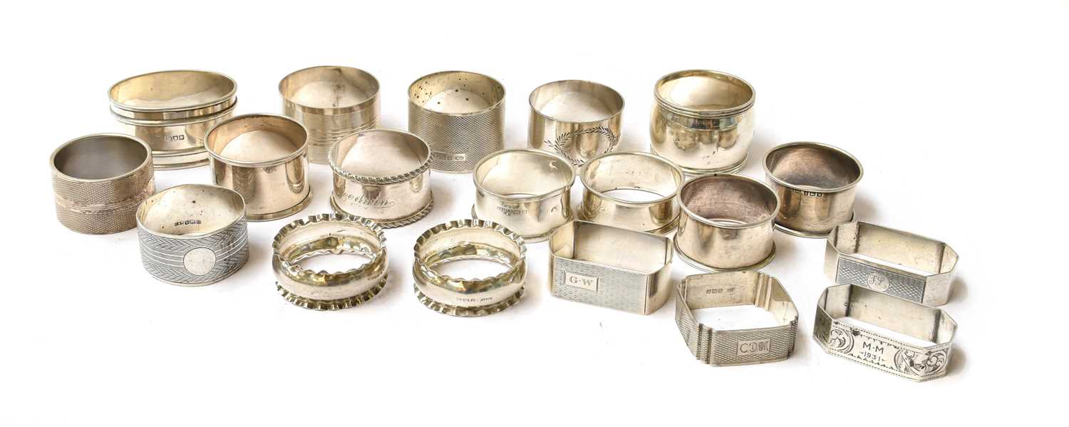 Lot 20 - Eighteen Various Silver Napkin-Rings,...