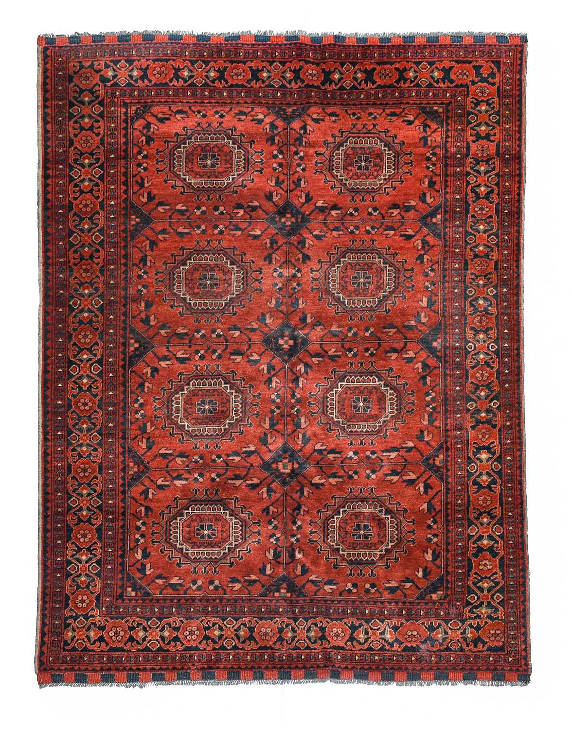 Lot 530 - Afghan Turkmen Rug, modern The claret...