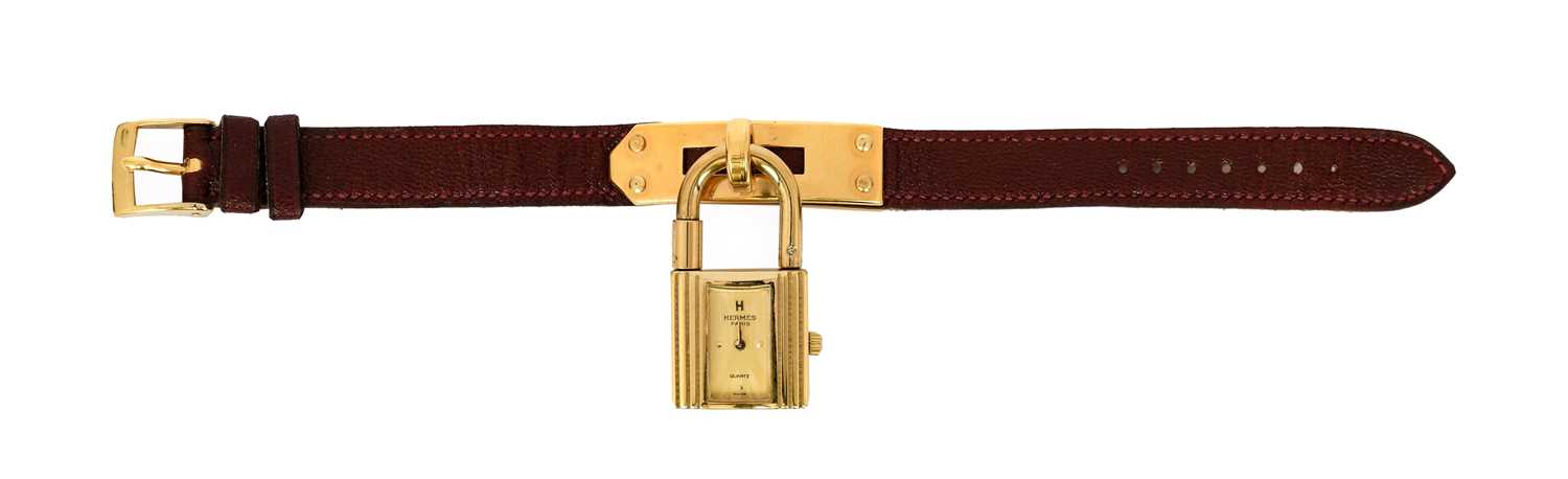 Lot 3040 - Hermès, Gold Plated Padlock Form Wristwatch,...