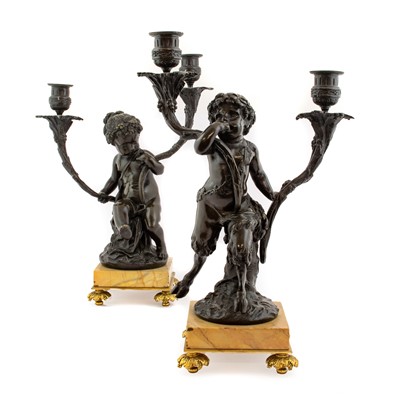 Lot 397 - A Pair of Louis XVI Style Bronze Figural...