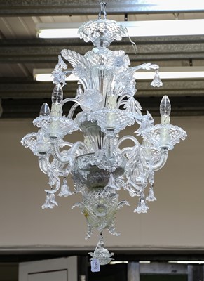 Lot 1405 - A concentric cut glass drop hanging light, and...