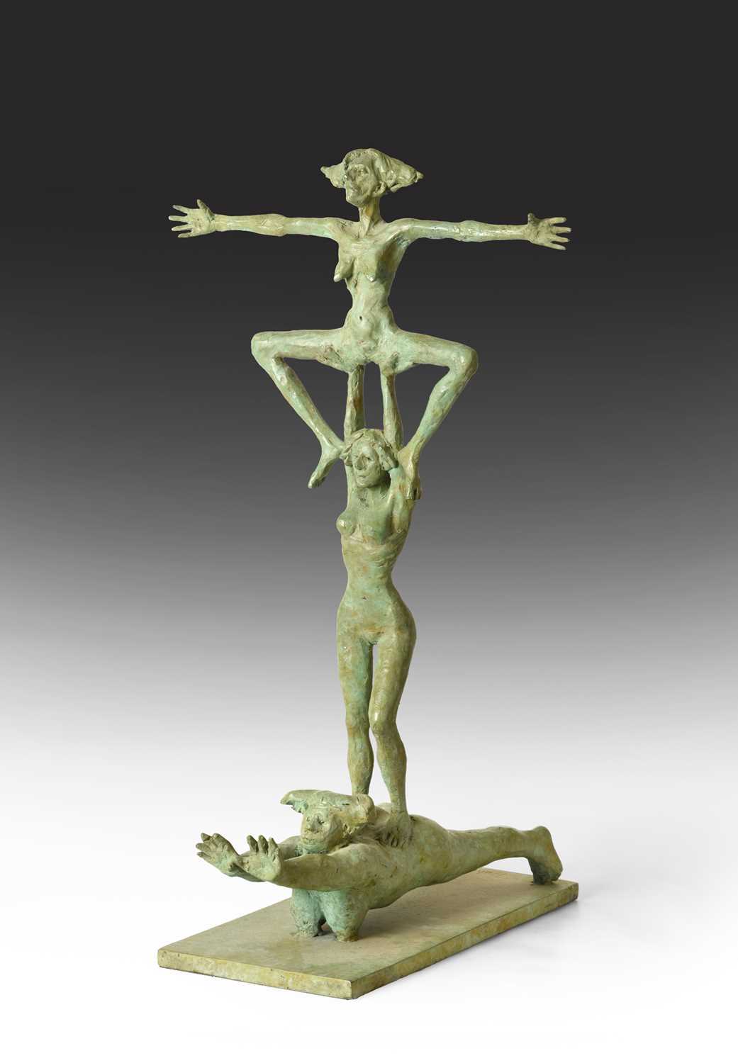 Lot 1130 - Michael Duhan (b.1956) Irish Three acrobats...