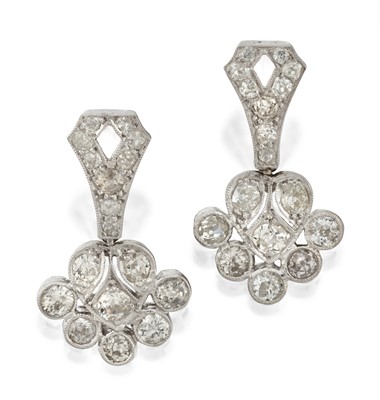 Lot 2309 - A Pair of Diamond Drop Earrings