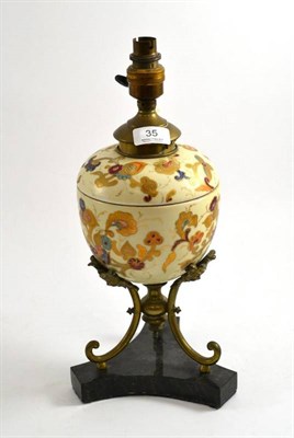Lot 35 - 19th century continental porcelain lamp of globular form