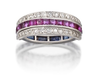Lot 2047 - A Ruby, Sapphire and Diamond Eternity 'Flip' Ring