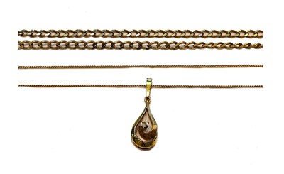 Lot 186 - A 9 carat gold curb link chain, length 47.5cm;...