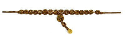 Lot 183 - A fancy link necklace, stamped 'K21C', length...