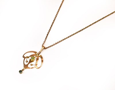 Lot 224 - A 9 carat gold Edwardian pendant and a...