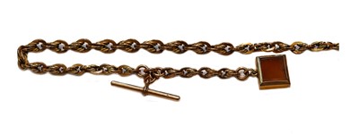Lot 184 - A fancy link watch chain, stamped '9' and...