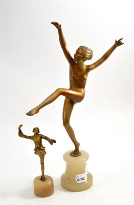 Lot 43 - Art Deco figure on an onyx base (restored) and another smaller example (2)