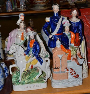 Lot 46 - Four Staffordshire groups Tom King, Princess Royal and Frk of Prussia and two highland groups