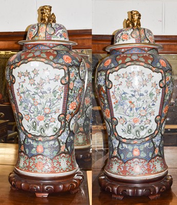 Lot 407 - A large pair of Chinese modern floor vases and...