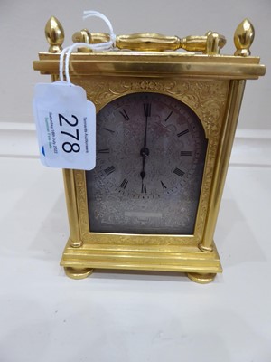 Lot 278 - A Good Brass Carriage Timepiece with Finely...
